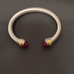 10 David Yurman 7mm Double Drill Ruby Bracelet 18k